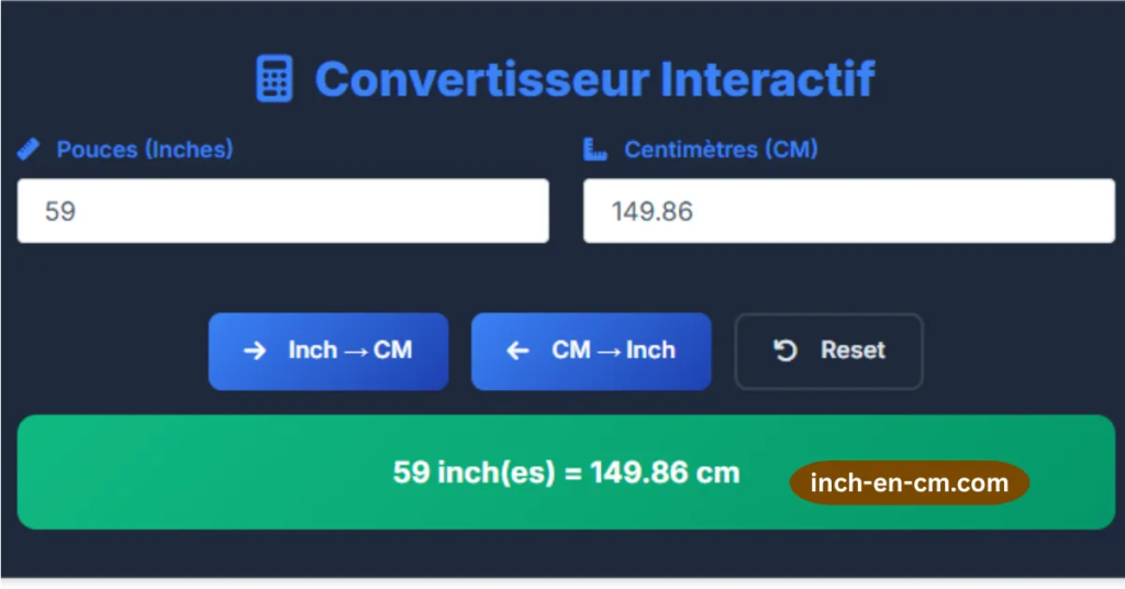 59 pouces en cm