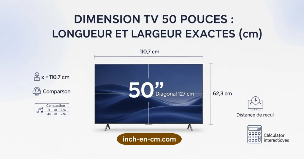 dimension tv 50 pouces longueur et largeur