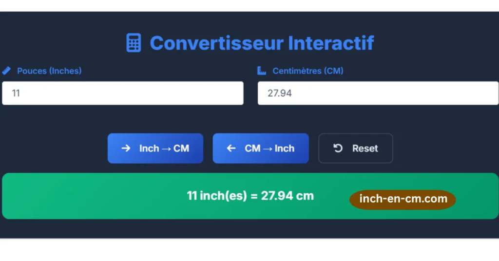11 pouces en cm